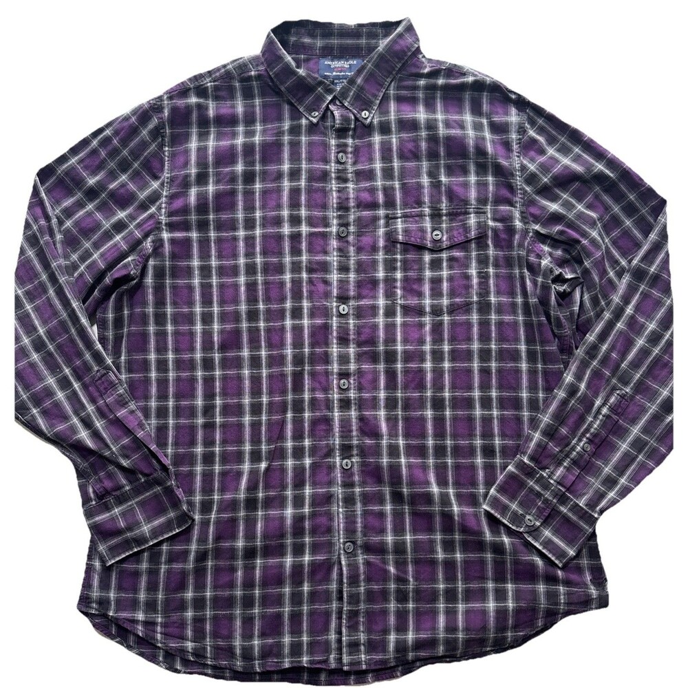 American Eagle Outfitters Slim Fit Plaid Button Down Shirt XXL Cotton Casual - Picture 1 of 7